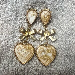Elegant Gold Heart Drop Earrings